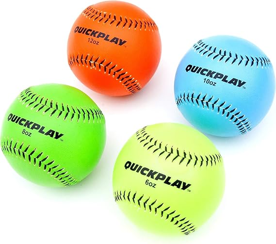QUICKPLAY Weighted Pitching Baseballs 4-Pack - 6, 8, 10 & 12oz