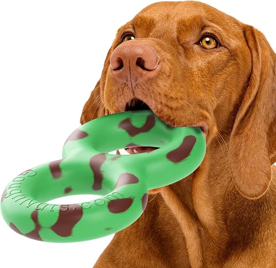 Goughnuts Dog Toys for Aggressive Chewers | Virtually Indestructible Pull Toy for Breeds Such as Pit Bulls and German Shepherds | Heavy Duty Tug Dog Toy | Medium | Green