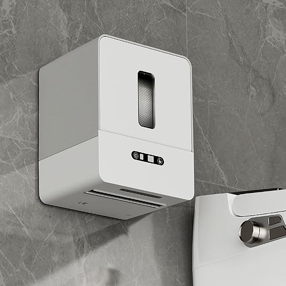 Automatic Paper Towel Dispenser Touchless, Smart Wall Mount Roll Paper Holder, Electric Motion Sensor Hand Towel with Night Light for Kitchen Bathroom (Gray)