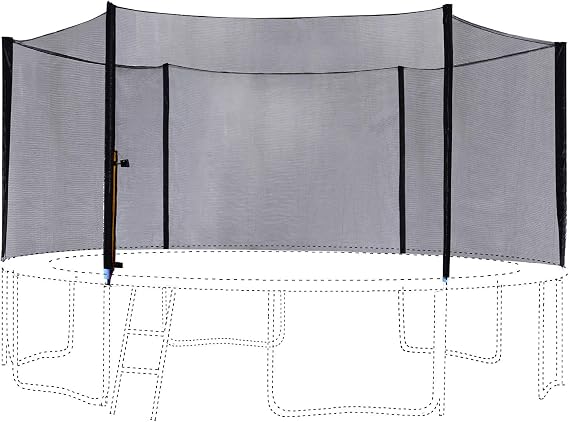 ExacMe Round Trampoline Enclosure Net with Poles, 16 15 14 13 12 10 8 Foot Trampoline Safety Net, Clamps and Hardware, 6180-N