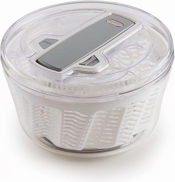 Zyliss Swift Dry Salad Spinner, Large 6L Capacity, Plastic, White, Unique AquaVentTM/One-Handed Fast Pump Action/Quick Brake/Non-Slip Base/Easy Cleaning