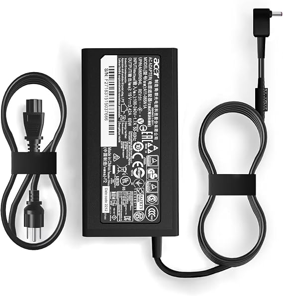 65W AC Charger Compatible with Acer Aspire E1 E3 E5 E11 E14 E15 E17 ES1 F15 Acer Aspire 3 Aspire 5 Acer Aspire V3 V5 V7 VN7 V15 Aspire R3 R7 S3 19V 3.42A A11-065N1A Laptop Power Adapter