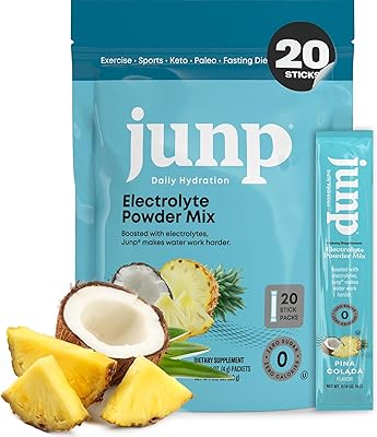 JUNP Sugar Free Electrolytes Powder Packets for Water Instant Hydration Packets with Salt & Potassium, Zero Calorie, No Carbs No Sugar Electrolyte Drink Mix Sticks, Keto Friendly, Pina Colada 20 Pack