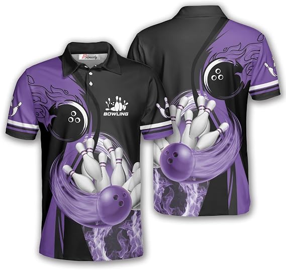 PRIMESTY Bowling Shirts Gift for Bowling Lover, Bowling Shirt for Men Women Polo Team 3D Unisex Jersey Short Sleeve Funny