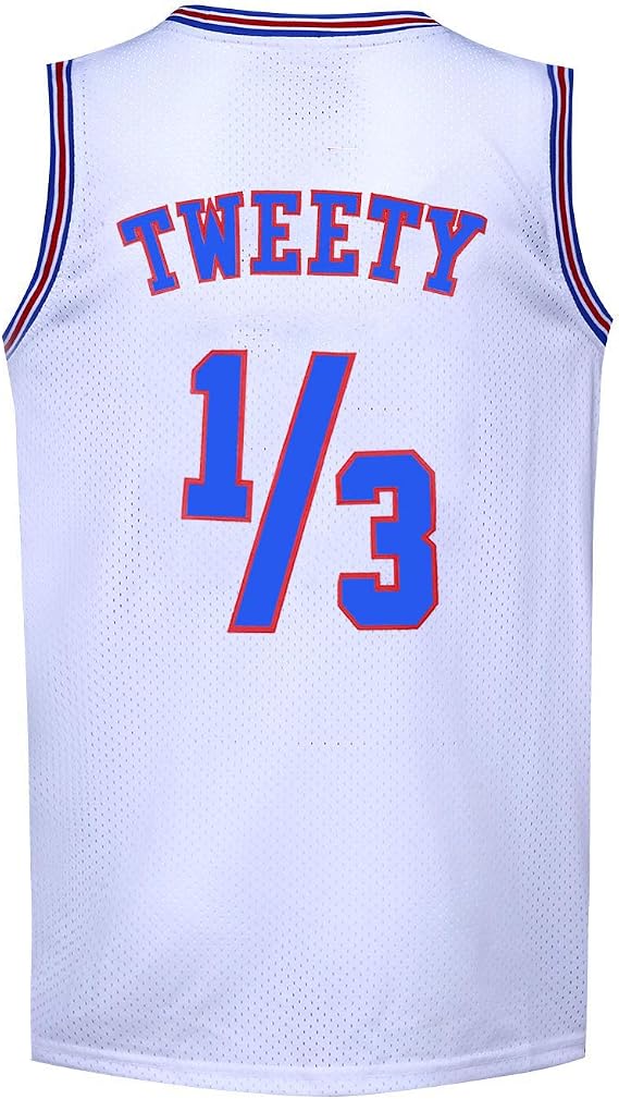 BOROLIN Mens Basketball Jersey 1/3 Tweety Space Jersey 90s Sports Shirts Hiphop Party Clothing