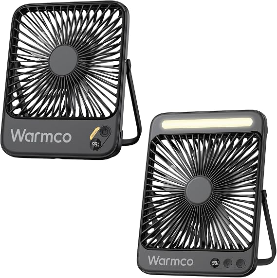 Warmco 10000mAh 7-inch Portable Travel Fan & 20000mAh 8-inch Portable Camping Desk Fan
