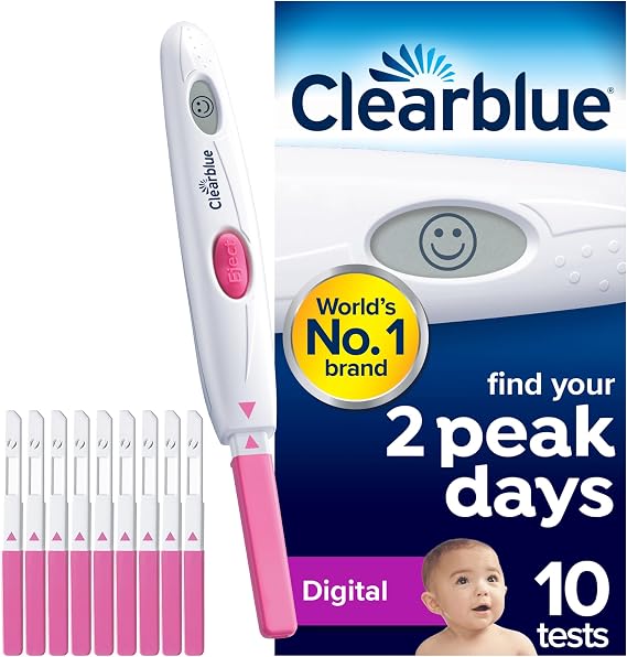 Clearblue 10 Digital Ovulation Tests, Digital Results Vs Visual Ovulation Test Strips, Find Your 2 Peak Days, Get Pregnant Faster, Accurate LH Test, Easy to Use, Free Period Cycle Tracker App