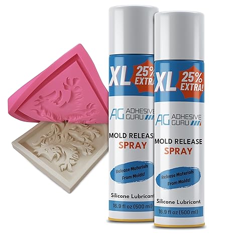Silicone Mold Release Spray (2x16.9 fl oz / 500ml) Release Agent for Epoxy Resin, Candle & All Molds | Smooth, Non-Stick Lubricant for Easy Removal | 2 Pack