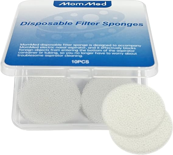 Replacement Filter Pads for MomMed Electric Nasal Aspirator, 10Pcs Disposable Foam Filters, Easy to Install & Hygienic, Safe
