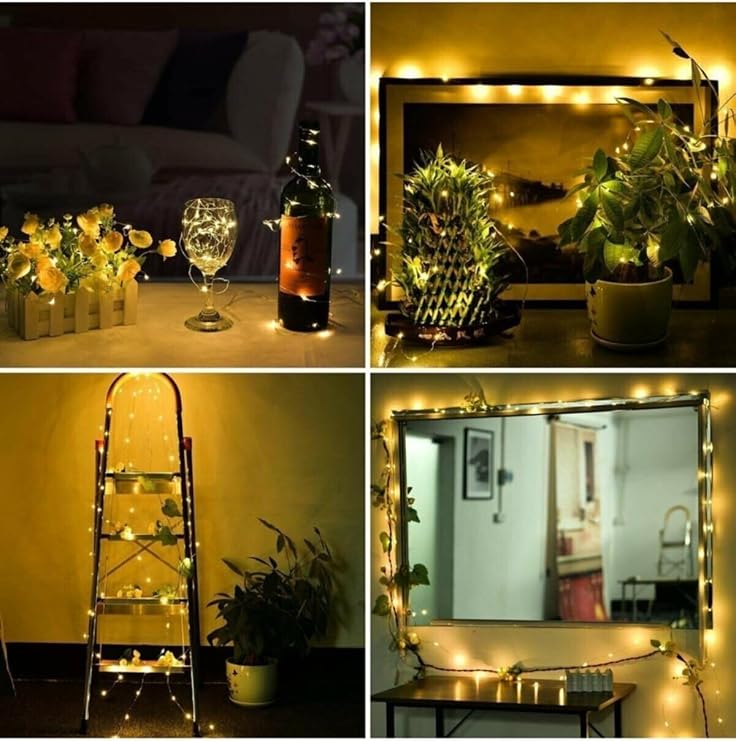 Süpriz Led Sarı Işık 10 Metre Gün Işığı 3 Pilli Dekor Lambası Ledli Bahçe Oda Kafe Duvar Perde Ledi