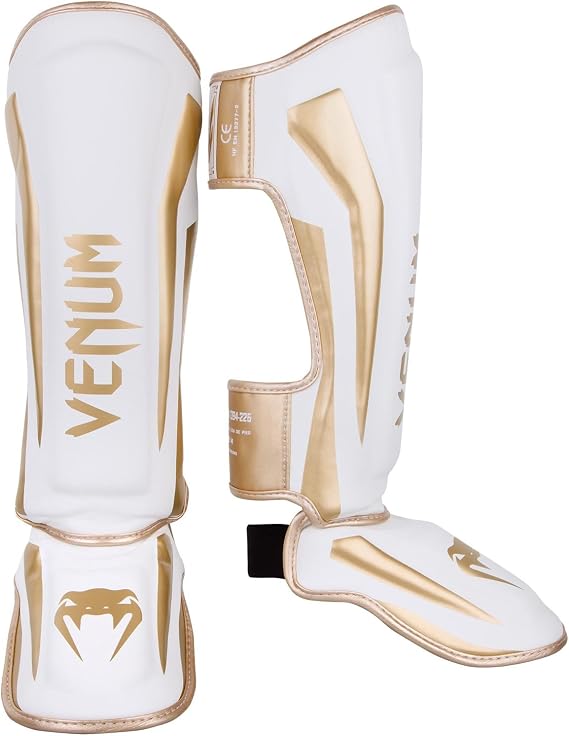 VENUM Elite Stand Up Shin Guards - Elite White/Gold