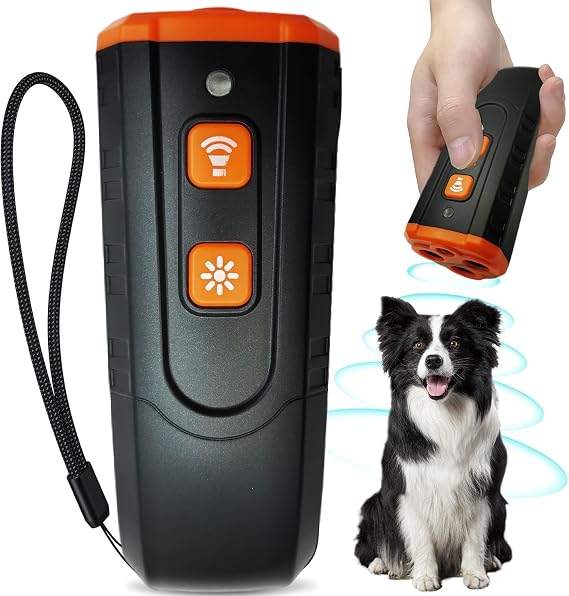 Dog Bark Deterrent Devices 3 in 1,Anti Barking Device for Dogs Dual Sensor,Rechargeable Ultrasonic Dog Bark Deterrent 50FT with High Low Mode,Portable Training Devices Safe for Indoor Outdoor (Black)