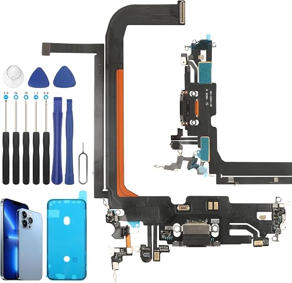 YHX-US USB Dock Connector Flex Cable for iPhone 13 Pro Max Charging Port Replacement for iPhone 13 Pro Max with Tools