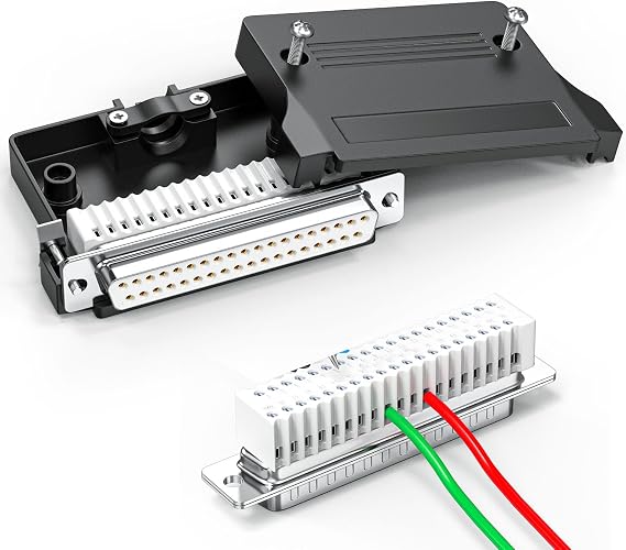 DB37 Female Breakout Board, D-Sub 37 Pin Terminal Adapter with Screw Terminals, Solderless Connector Board for 30-18AWG Wire, No Welding Required
