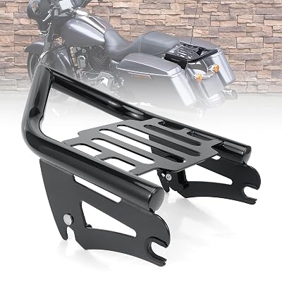 Aferrizu Detachable Rear Luggage Rack Compatible with Harley Touring Street Glide Electra Glide Road Glide Road King 2009-2024 Motorcycle Mounting Rack Grab Handles Bracket Gloss Black
