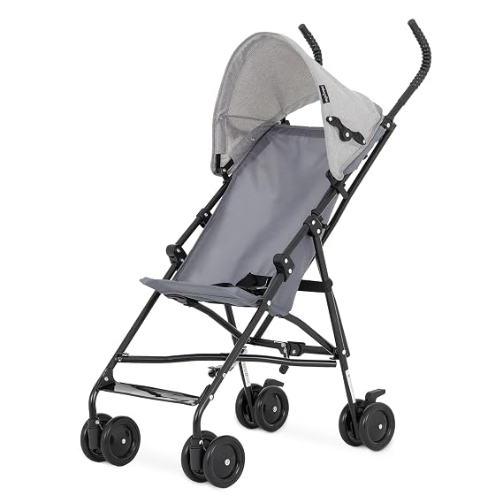 Dream On Me Aero Travel Umbrella Stroller, 1-Hand Fold, Lightweight, Grey | 3 Point Safety Harness, Dual Brakes, Adjustable Removable Canopy, Sturdy Steel Frame, Compact, For Toddlers 6-36 months