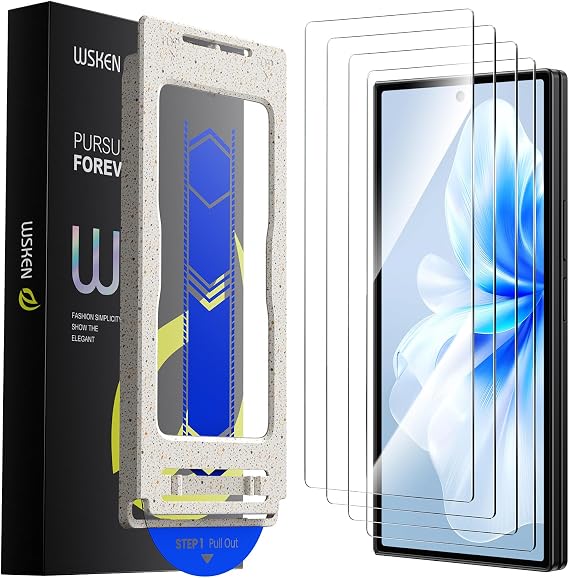 WSKEN 4 Pack for Samsung Galaxy Z Fold 7 Front Screen Protector - [Auto Dust Remove] Full Screen HD External Tempered Glass Cover 5G Accessories,Bubble Free,Shatterproof,Anti Fingerprint,Anti Scratch