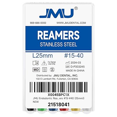 JMU Endodontic Root Canal Files, Reamers Files #15-#40, 25mm, Hand Use Dental Files, 6pcsPack