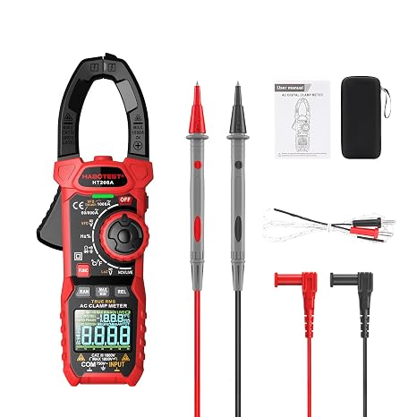HT208A AC Digital Clamp Meter Meter Multimeter Pinza Amperimetrica True RMS High Precision Capacitance NCV Ohm Hz Tester(HT208A AC 1000A)