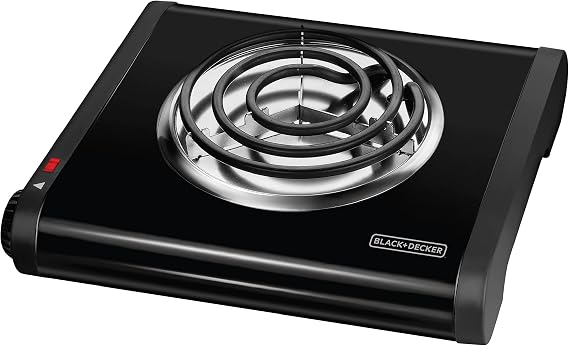 BLACK+DECKER SB1001B Single-Burner Portable Buffet Range, Black