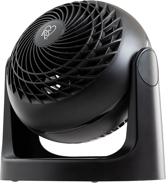 IRIS USA Desk Fan, Air Circulator, 3 Speeds, 52ft Max Air Distance, 360 Adjustable Tilt, 30 db Quiet Motor, Fan for Bedroom, Office, Dorm, Medium, Black