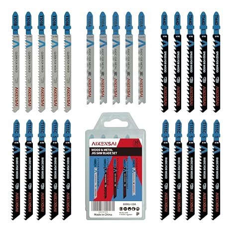 30-Piece T101B T144D T111C T118A Jigsaw Blades T Shank for Wood Plastic Metal Assorted Jig Saw Blade Set Compatible with RYOBI Milwaukee Makita Bosch DeWalt etc