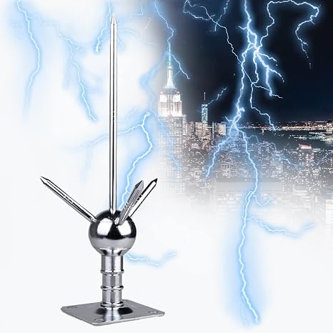 Lightning Rod Kit，Lightning Rods for Home, House Roof Kit, Detachable Protection Equipment System Roofs Schools Villas Factories Hospitals Towers Farms (Size : Height 60cm), OneColor(Height 37cm)