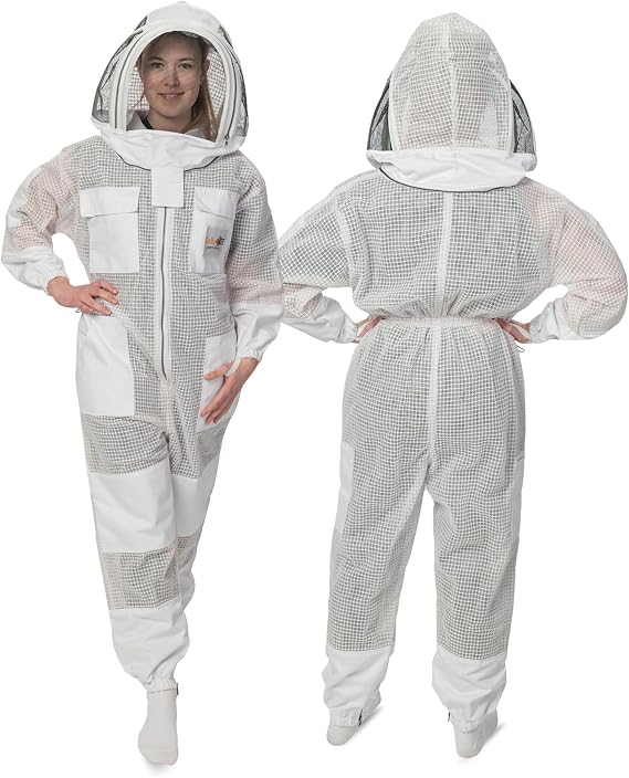 SAFTA Bee Pro 3 Layer Ventilated Beekeeping Suit, Beekeeper Suit For Professional Beekeepers, with Fencing Beekeeping Veil,