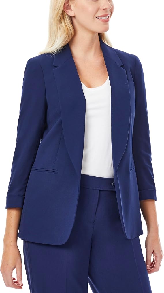 Jones New York Womens Jones New York Women's Shawl Collar Blazer with Rolled Cuff Sleeves
