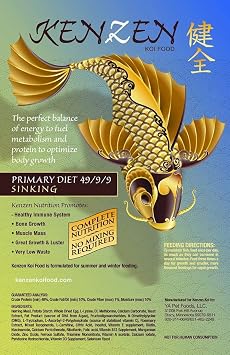 Kenzen Koi Food Primary Sinking Diet 7mm Pellet, 10lb Bag