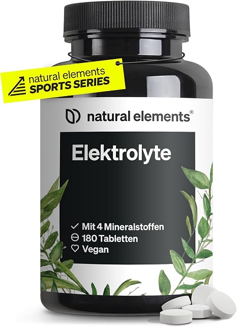 Natural Elements Electrolyte Tablets - Pack of 180 - with Magnesium Calcium Sodium and Chloride - with Magnesium for Your Electrolyte Balance and Muscle Function - Suitable for Keto Nutrition