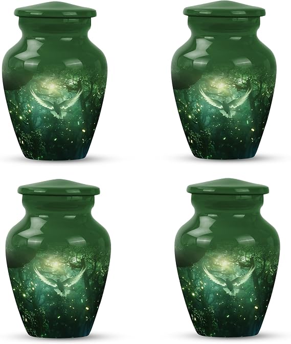 PYOR Dove Urn - 3 Inch Urn - Set of 4 Urns for Human Ashes, Green Urn for Human Ashesashes Keepsake, Urn for Ashes Adult Male|Female, Urns for Cremation Ashes Mother|Father, Memorial Urn