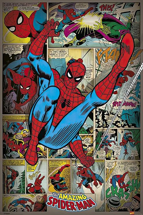 Spider-Man - Marvel Comics Poster (Retro Style - Comic Scenes Montage) (Size: 24" x 36")