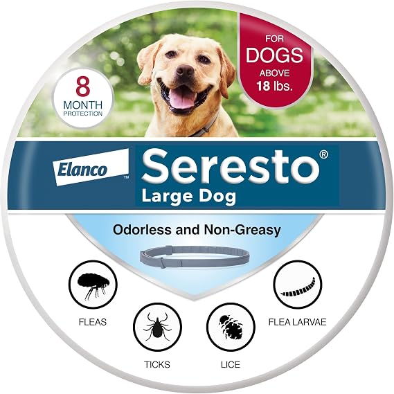 Seresto Flea & Tick Collar For Dogs Over 18 lbs., Treatment & Prevention, Vet-Recommend, 8 Month