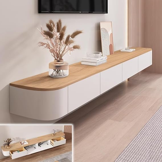 Wall-Mounted Floating TV Stand for TVs Up to 80 Inches, Media Console Cabinet with Doors, Stylish Entertainment Center for Living Room & Bedroom