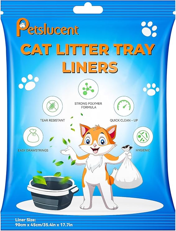 Cat Litter Tray Liners: 20 XL Litter Tray Liners - Resistant Cat Litter Bags - Waterproof Kitty Litter Liners - Fits Litter Box Pan Sizes Medium and Large, Size 90 x 45 cm(36IN x 18IN)