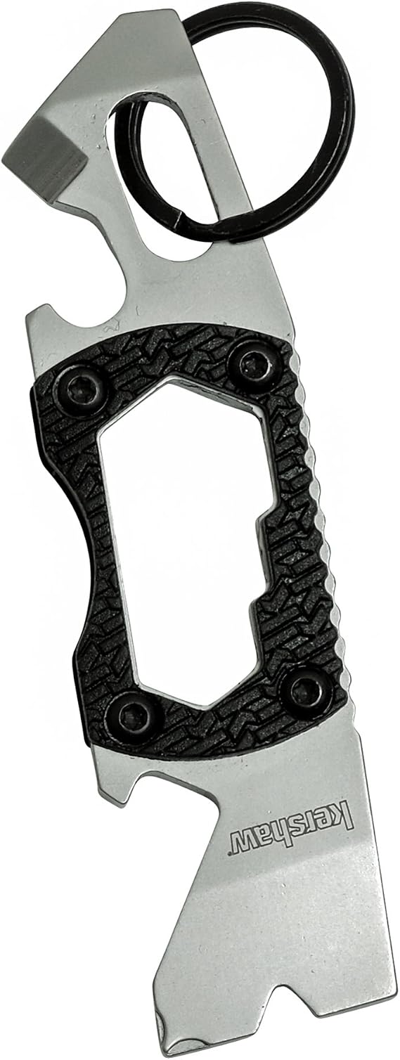 Kershaw PT-2 Multi-Function Keychain Tool, Utility Keychain with Bottle Opener, Screwdriver Tips, Pry Bar, Hex Drives, Wire Scraper, and Lanyard Attachment, for Key Ring, Pocket or Purse Carry