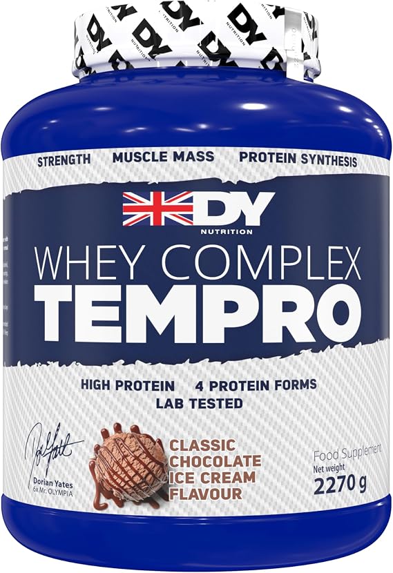 DY Nutrition Whey Complex Tempro | x4 Protein Forms | Whey, Casein, Isolate & Egg Albumin, 23g Premium Protein Powder with Digestive Enzymes for Optimal Absorption, 2.27kg | Chocolate Flavour