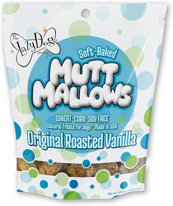 The Lazy Dog Cookie Co. Soft Dog Treats, Mutt Mallows Roasted Vanilla, for Small, Medium and Large Dogs, Wheat-Free, Baked in The USA, 5 oz. (Pack of 1)