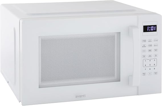 Avanti Microwave Oven 1000-Watts Countertop Compact with 9 Pre-Set Cooking Settings, Speed Defrost & By Weight, Electronic Control Panel and Glass Turntable, 1.5-Cu.Ft., White