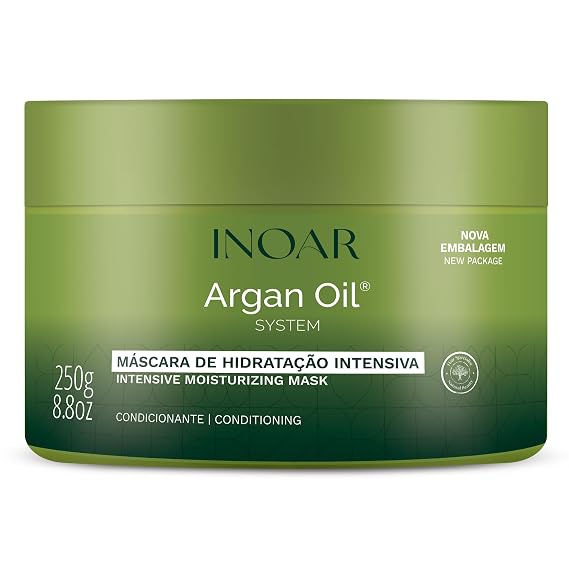 INOAR Argan Oil Hair Mask Hidratante Deep Moisture & Repair Treatment, 8.8 Fl Oz