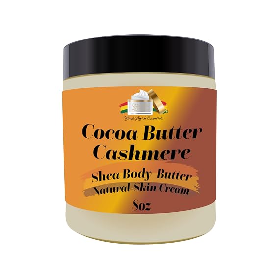 Ultra Soft Shea Body Butter Cream, Natural Hydrating Body Cream with Cocoa Butter, Mango Butter, Aloe Vera, Argan, Rosehip Oil, Moisturized Skin, Suits All Types, Cocoa Butter Cashmere 8oz
