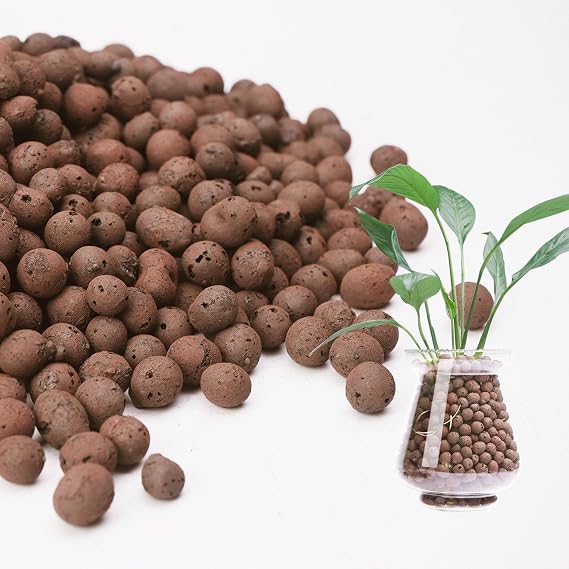 Pulovin 2.5 lbs LECA Clay Pebbles for Plants, 4-16mm LECA Balls for Indoor Plants Drainage, Hydroponics, Aquaponics, Natural Clay Balls for Soil Root Development, Orchid Potting Mix