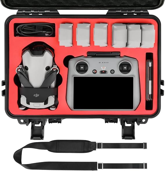 Hard Case for DJI Mini 3 Pro: with Custom Foam for DJI Mini 3/4 Pro Drone | Waterproof Carrying Case for DJI Mini 3 Fly More Combo, Batteries, Accessories, for DJI RC 2/RC/RC-N1/N2, Case Only