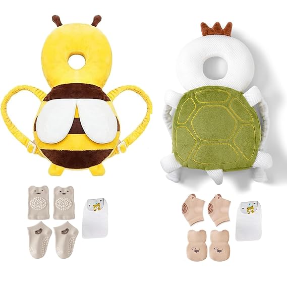 2 Set Combination Pack Baby Head Protector Backpack (Bee&Turtle)