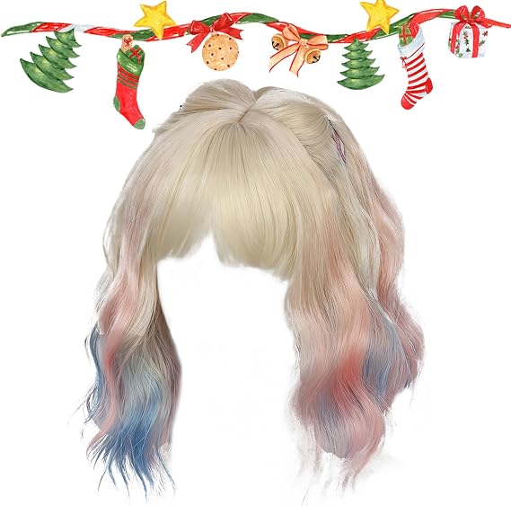 Human Curly Wigs Stylish Party Outfit Supplies | Girls Cosplay Prop Short Wigs for Women Girls Cosplay Costume Party Stage Performances Photography