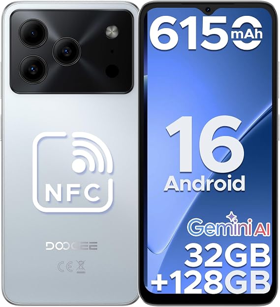 Note 56 Pro Android 16 Smartphone Unlocked, 32GB RAM+128GB ROM/2TB Expandable, Gemini AI Cell Phone, 8.45mm Ultra-Slim Body, 6150mAh Battery, 6.56" IPS 90Hz Screen, Dual SIM, NFC, OTG, Face Unlock