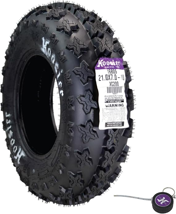 Hoosier Front ATV Tire 21.0X7.0-10 XC200 for Off-Road Racing with Hoosier Keychain