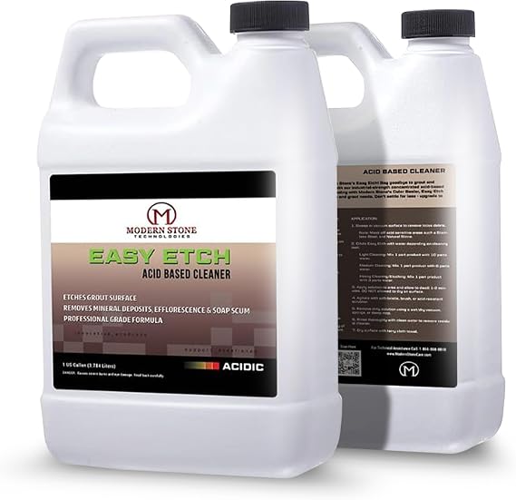 Easy Etch Acid-Based Tile & Grout Cleaner Concentrate (Grout Haze/Mortar Smear Remover, Mineral Deposit & Rust Stain Remover, Grout Prep for