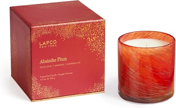 LAFCO New York Holiday Classic Candle, Absinthe Plum - 6.5 oz - 50-Hour Burn Time - Reusable, Hand Blown Glass Vessel - Made in the USA